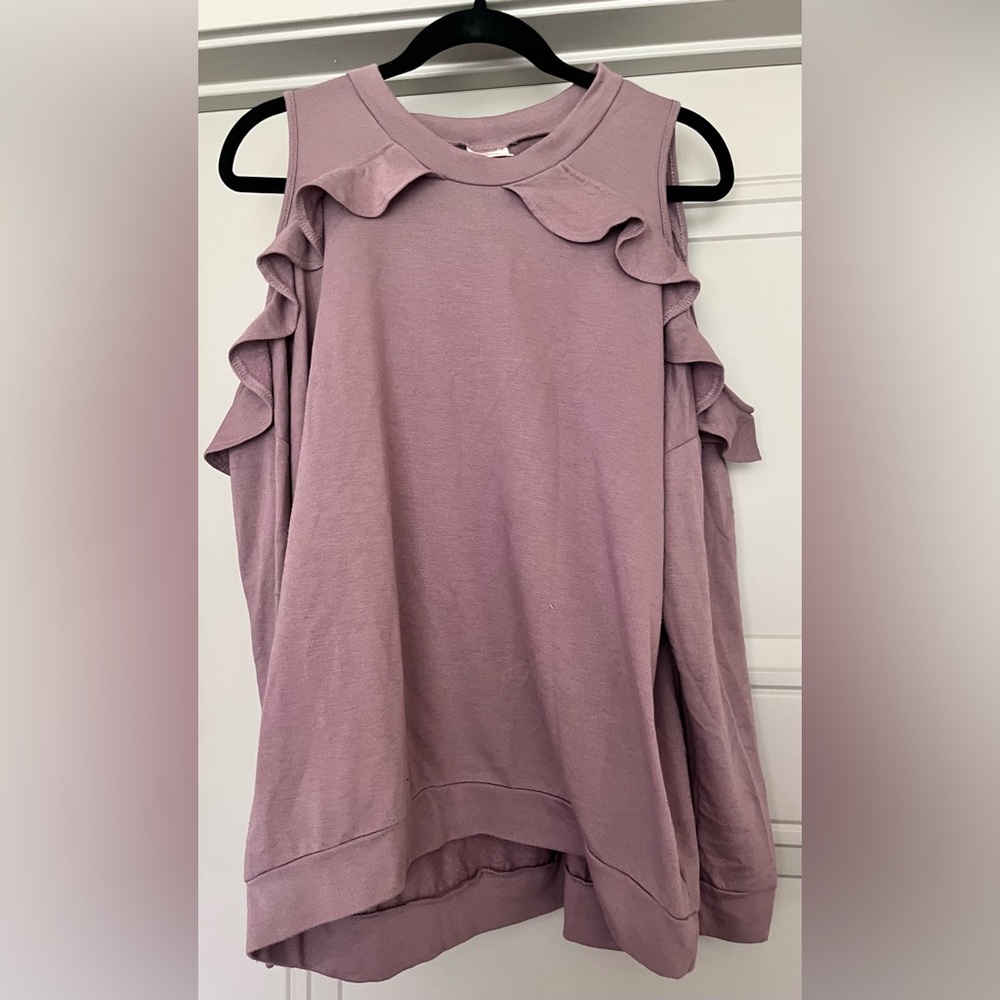 Mossimo Mauve Off Shoulder Ruffle Sweater XL